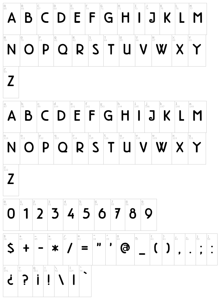 DK High Tea font map